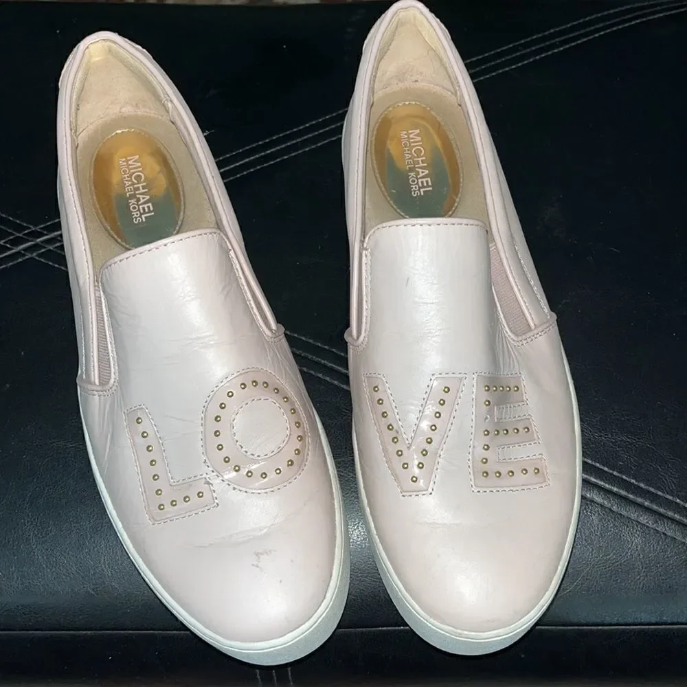EUC WOMEN’S MICHAEL KORS TRENT SOFT PINK LEATHER SLIP ON SHOES SIZE 10
